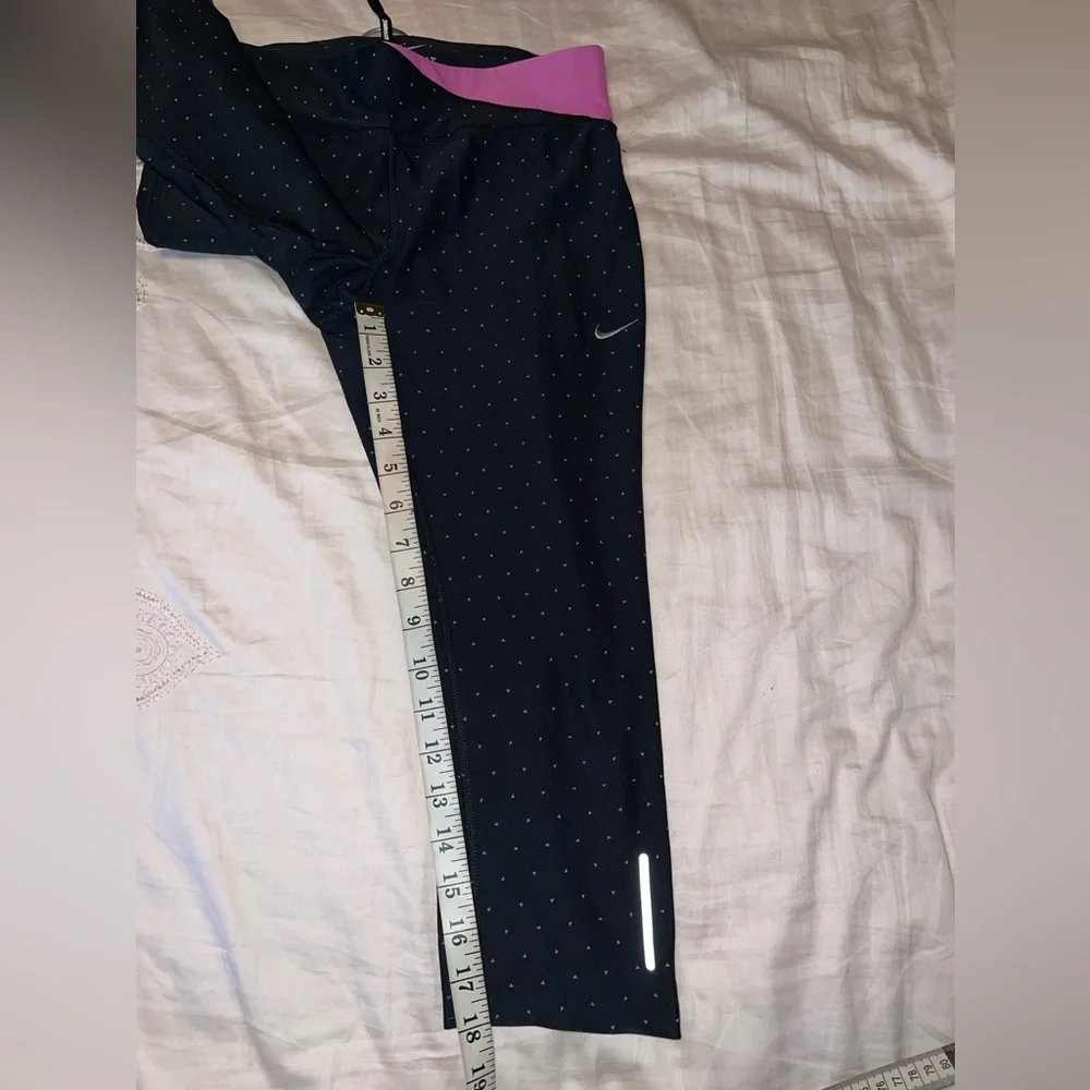 Nike Dri-FIT Capri Leggings Pink Black Polka Dot Print Size XS
